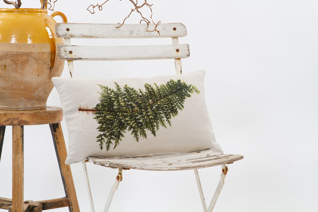 Linen Fern Oblong Cushion