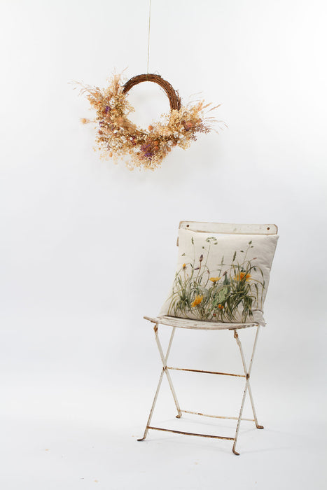 Linen Square Dandelion and Grasses Cushion