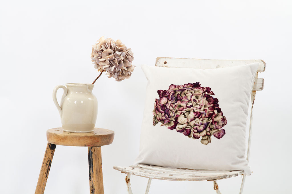 Velvet Square Red Hydrangea Cushion