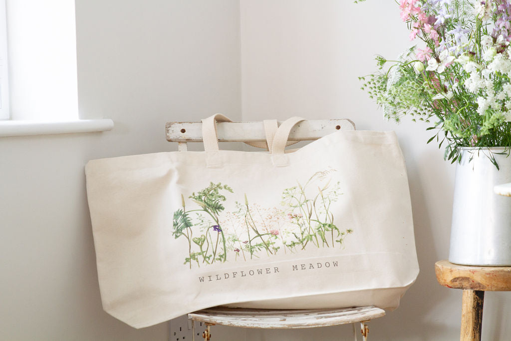 Oversized Canvas Wildflower Bag