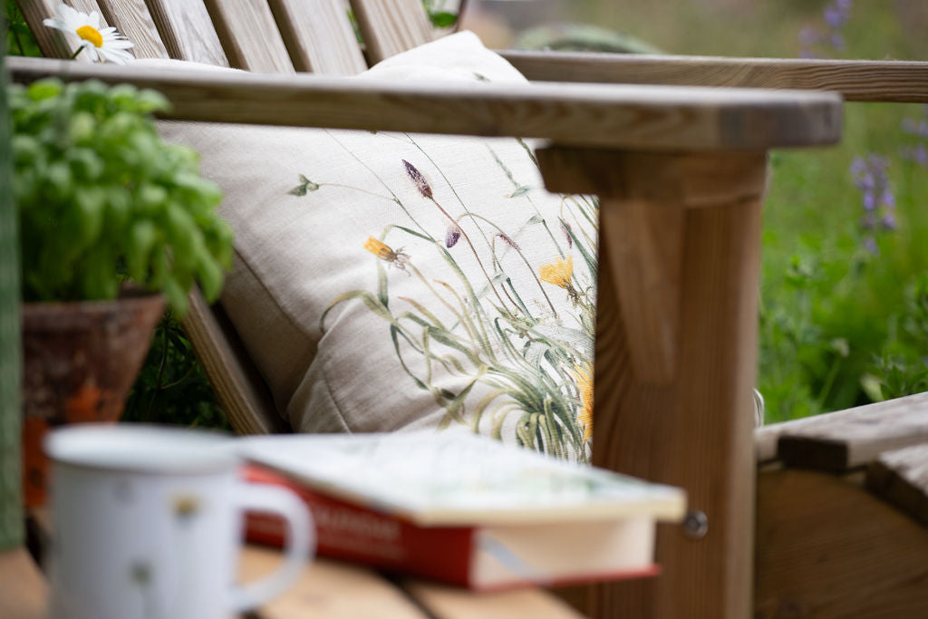 Linen Square Dandelion and Grasses Cushion