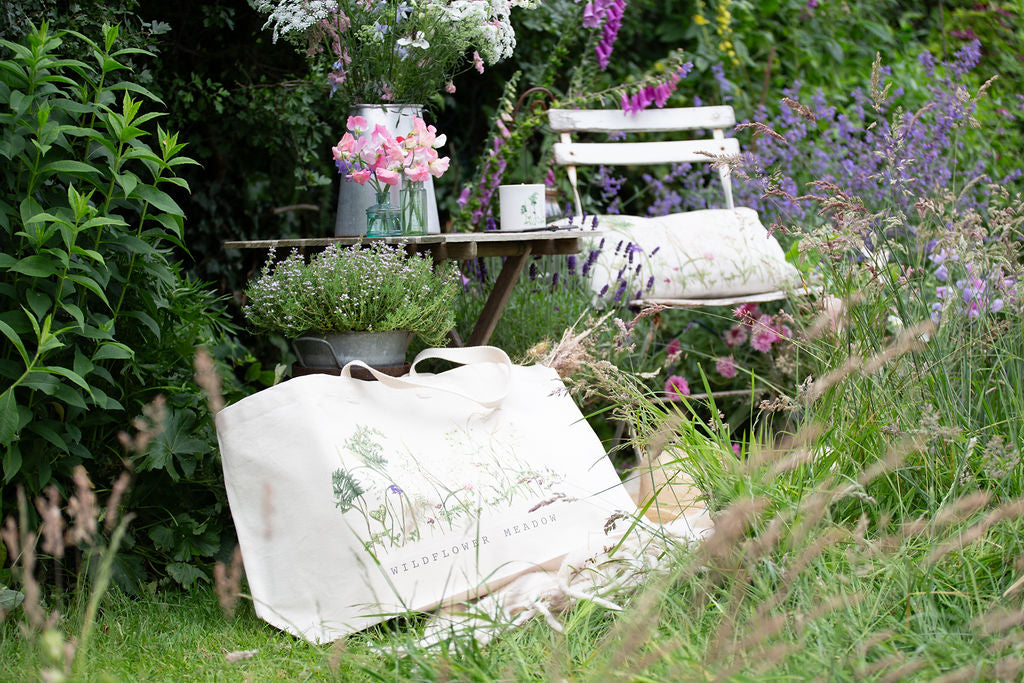 Oversized Canvas Wildflower Bag