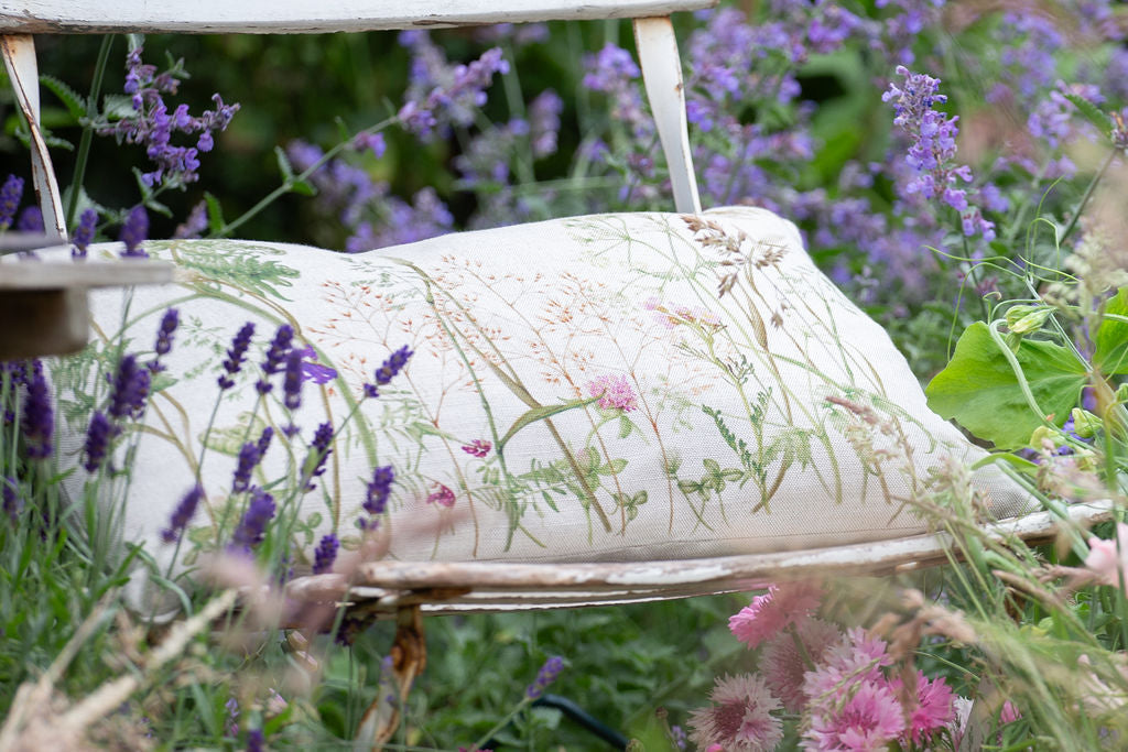 Linen Oblong Wildflower Meadow Cushion