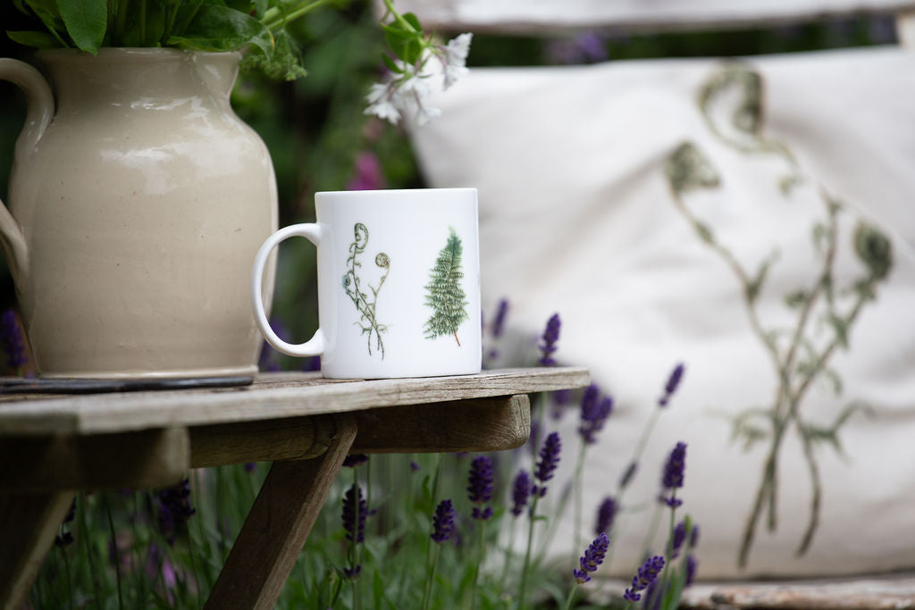 Linen Unfurling Fern Square Cushion