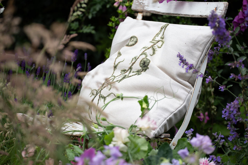 Linen Unfurling Fern Square Cushion