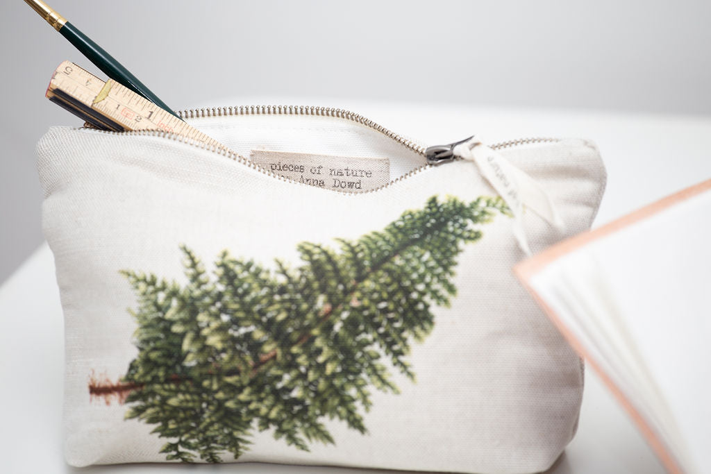 Linen Fern pouch/bag