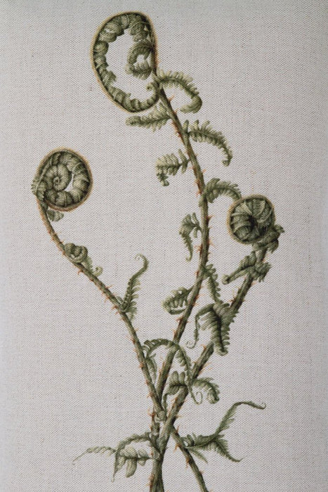 Linen Unfurling Fern Square Cushion